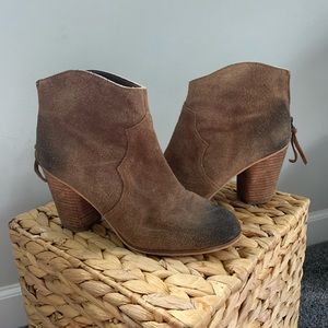 BP tan western style heeled booties